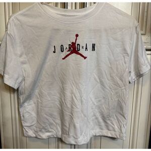 Air Jordan Girl's Crew Neck Logo Cropped T-shirt White Large (12-13Yrs)